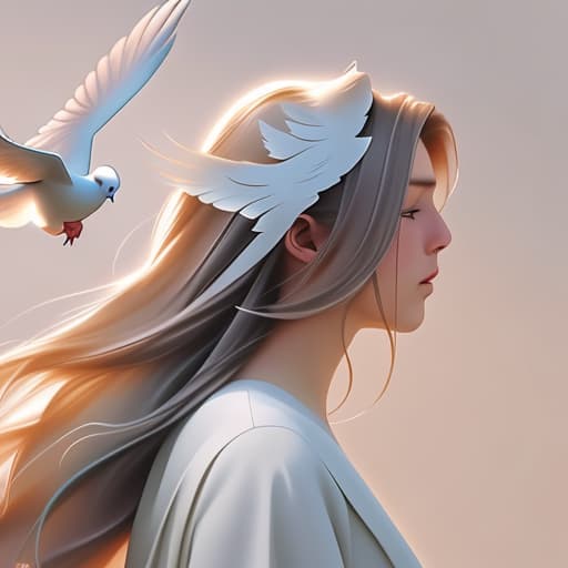  Jesus’ side profile with a dove and with color