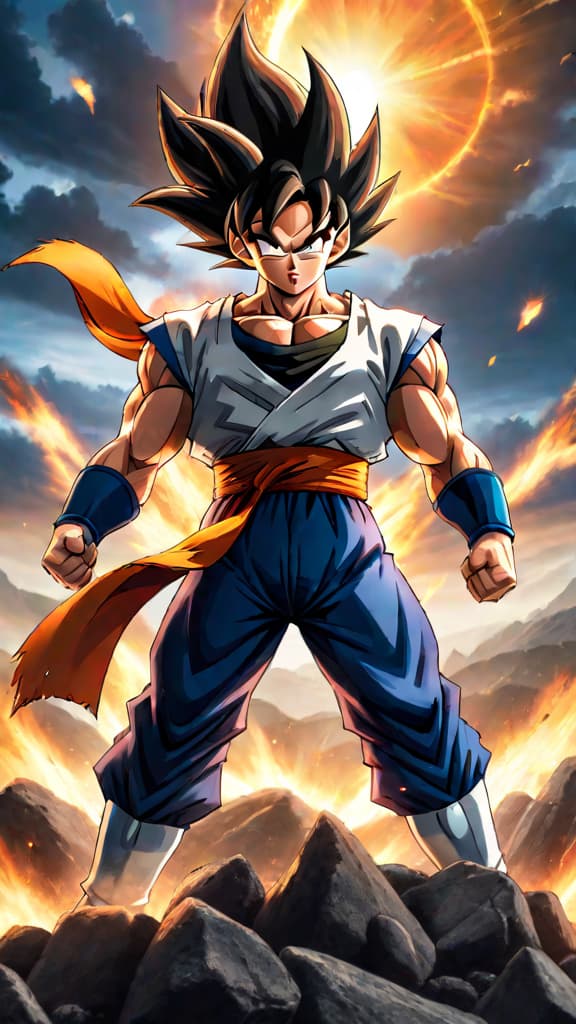  an anime art depicting saiyan warriors like goku and vegeta excelling through a relentless cycle of destruction and rebirth. hyperrealistic, full body, detailed clothing, highly detailed, cinematic lighting, stunningly beautiful, intricate, sharp focus, f/1. 8, 85mm, (centered image composition), (professionally color graded), ((bright soft diffused light)), volumetric fog, trending on instagram, trending on tumblr, HDR 4K, 8K