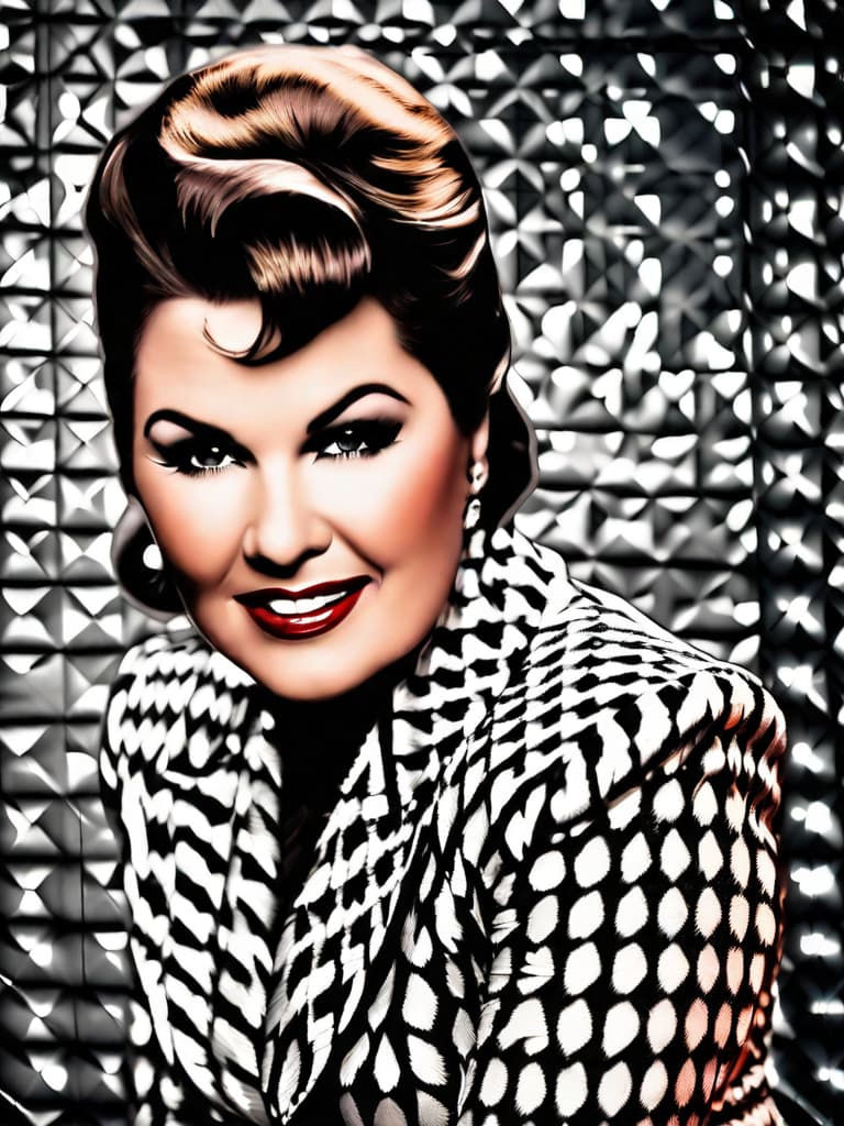  Country singer Patsy Cline, medium shot, upper body, spotlight, long exposure lighting, street art style spray paint, glamour lighting