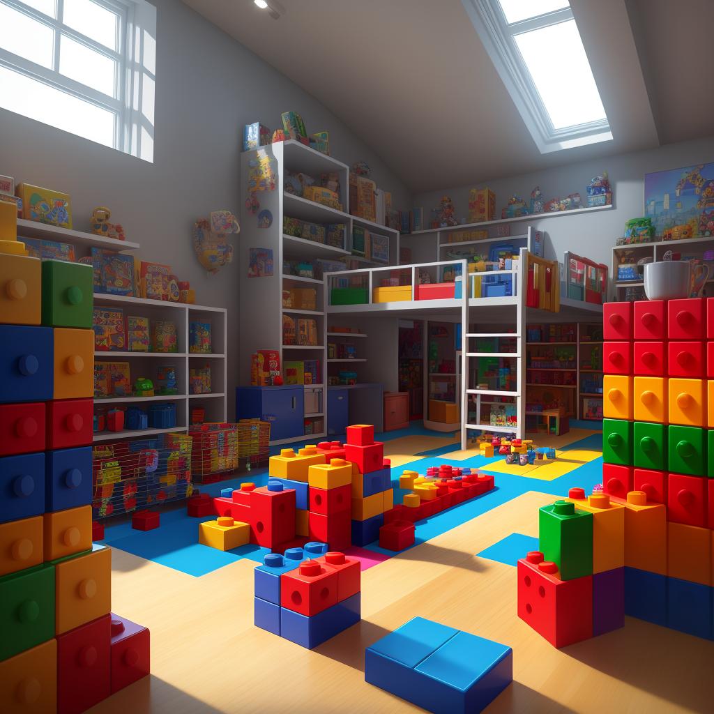  style anime, wide shot of a childrens room full of (toys on the floor = 1.5). duplo. lego. blocks and bricks hyperrealistic, full body, detailed clothing, highly detailed, cinematic lighting, stunningly beautiful, intricate, sharp focus, f/1. 8, 85mm, (centered image composition), (professionally color graded), ((bright soft diffused light)), volumetric fog, trending on instagram, trending on tumblr, HDR 4K, 8K