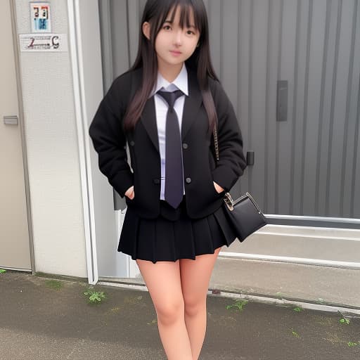  女子高生でミニスカートに黒タイツを履いている 女の子 制服