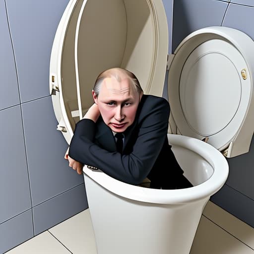  Vladimir Putin slipping head first into a open toilet