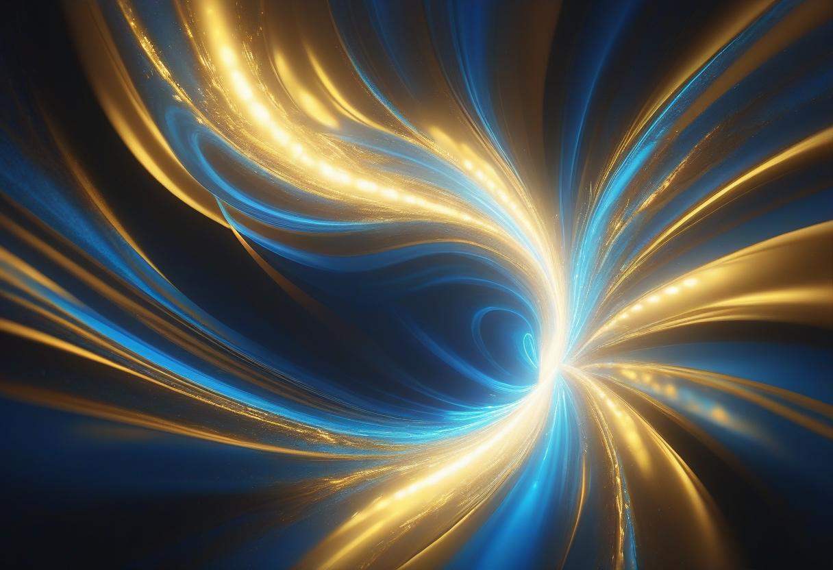  radiant energy background: glowing background with golden and blue light, symbolizing transformation, realistic, psychedelic, bright colors