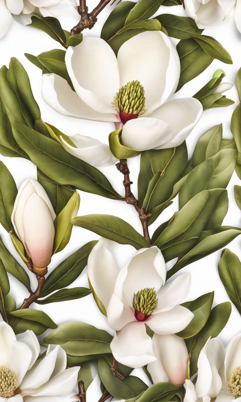  magnolia sprig on white background