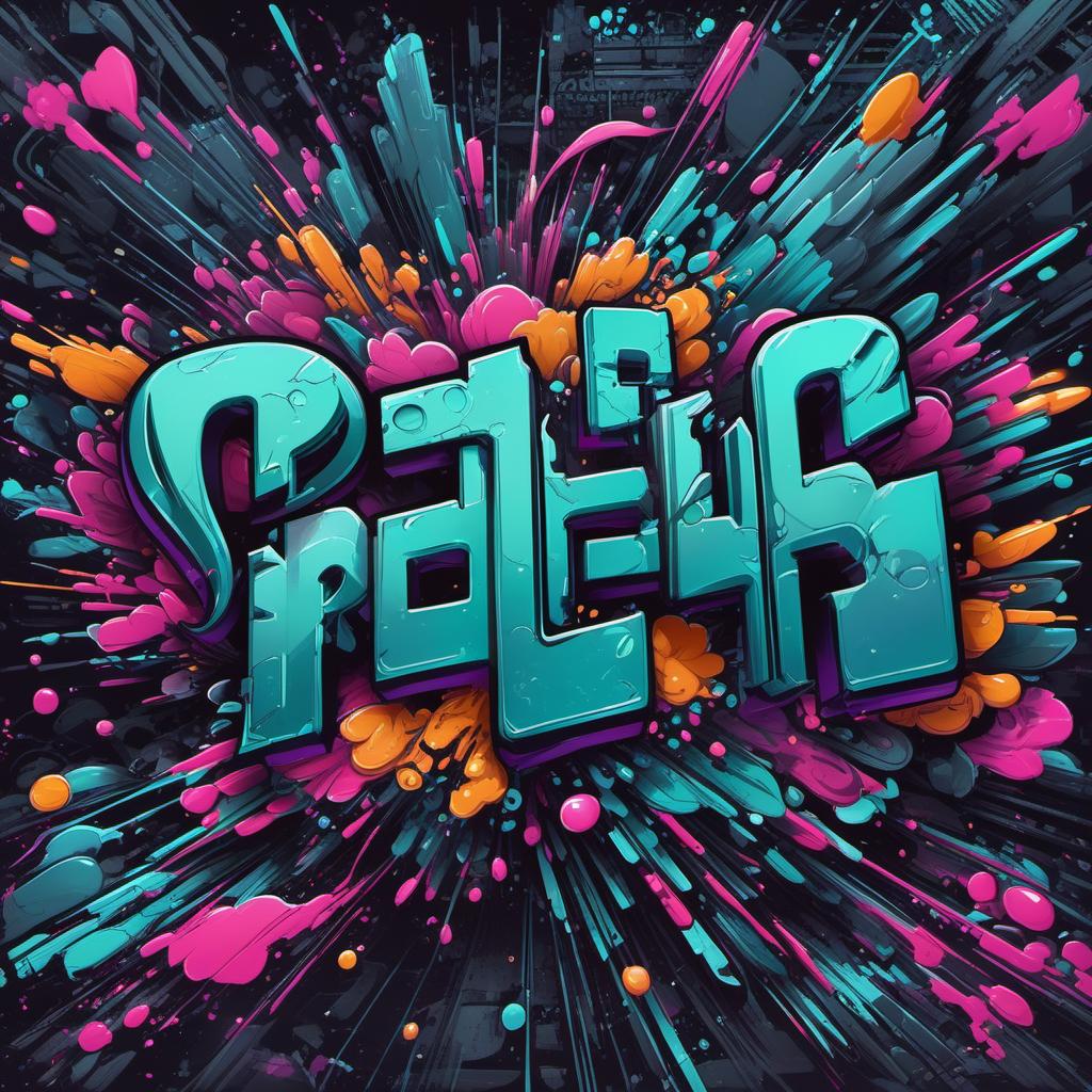  the name poer in graffiti letters , cyberpunk style