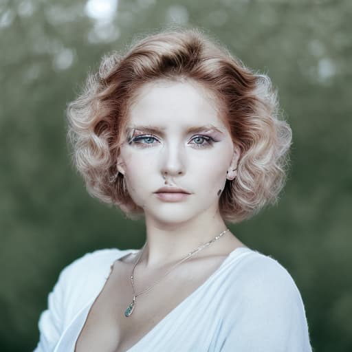 portrait+ style Russian asexual queer chanson singer blonde female face