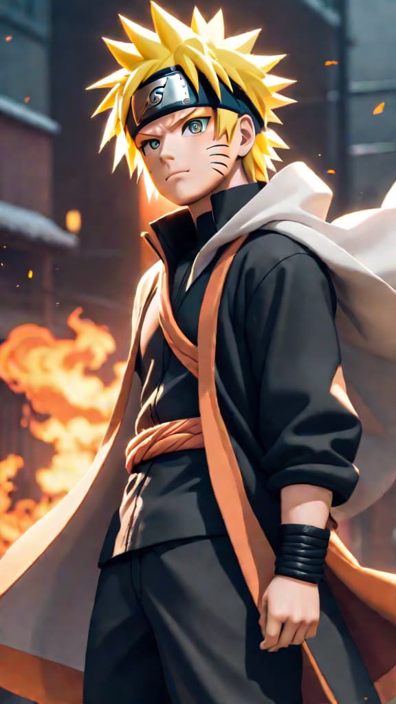  who is naruto hyperrealistic, full body, detailed clothing, highly detailed, cinematic lighting, stunningly beautiful, intricate, sharp focus, f/1. 8, 85mm, (centered image composition), (professionally color graded), ((bright soft diffused light)), volumetric fog, trending on instagram, trending on tumblr, HDR 4K, 8K