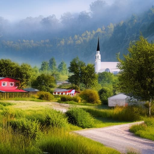  Village seen hyperrealistic, full body, detailed clothing, highly detailed, cinematic lighting, stunningly beautiful, intricate, sharp focus, f/1. 8, 85mm, (centered image composition), (professionally color graded), ((bright soft diffused light)), volumetric fog, trending on instagram, trending on tumblr, HDR 4K, 8K