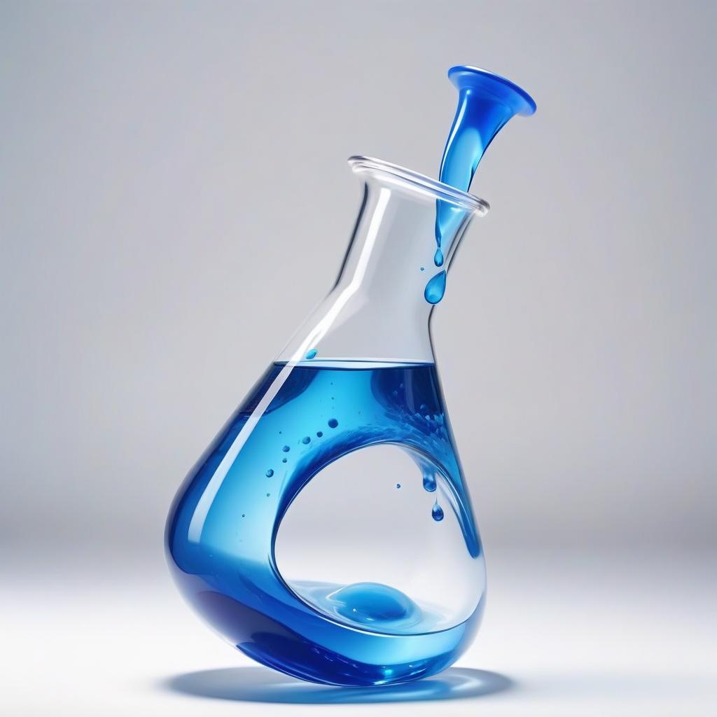  beautiful laboratory flask with blue liquid on a white background, t shirt design