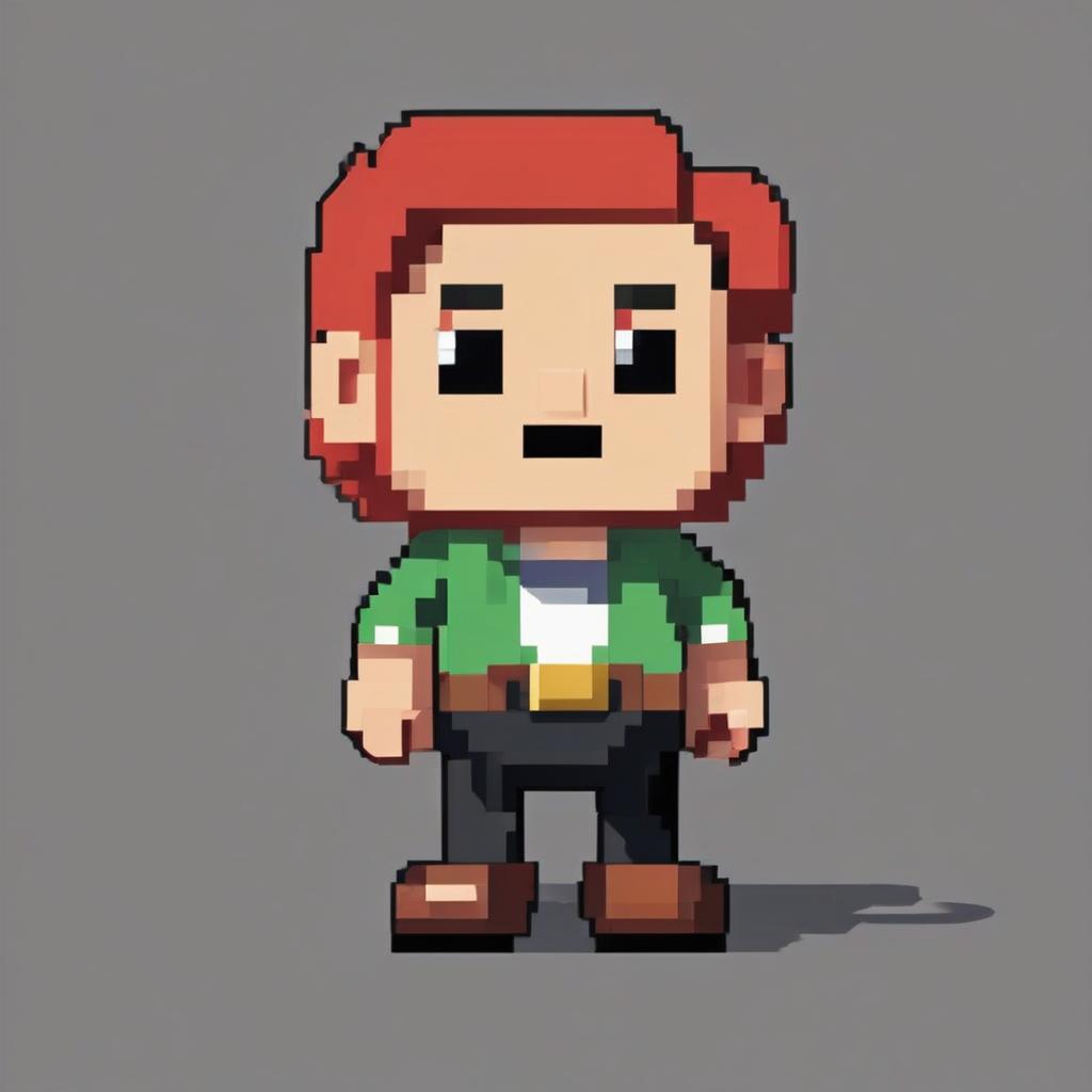  create a pixel character for a mobile pixel game 130x130, turned half sideways, minimalism