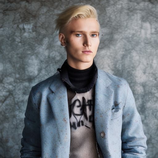 portrait+ style Russian LGBT queer fashion model blonde hunk dude face