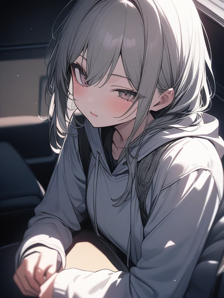  cute, subculture, gray hair, moe sleeve, odd eye, hoodie, masterpiece, best quality,8k,ultra detailed,high resolution,an extremely delicate and beautiful,hyper detail