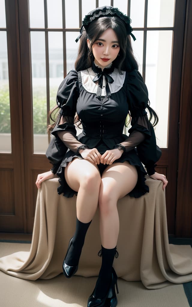  (32K, Real, RAW development, Best picture quality: 1.4))), (((Beautiful big eyes, Double eyelids))), (((Actress: Nozomi Honda,))), (((Full face smile))), (Black hair), (Wavy long hair))), (Delicate and beautiful eyes: 1. 3)), (((Natural light))), (((Gothic Lolita fashion )))), (((mini-skirt))), (((thigh revealing))), (((panty down to the knee))), (((panty down to the knee))) hyperrealistic, full body, detailed clothing, highly detailed, cinematic lighting, stunningly beautiful, intricate, sharp focus, f/1. 8, 85mm, (centered image composition), (professionally color graded), ((bright soft diffused light)), volumetric fog, trending on instagram, trending on tumblr, HDR 4K, 8K