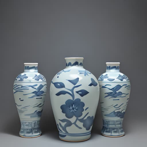  cartoon expressions, blue and white porcelain, pottery jar, cultural relics.