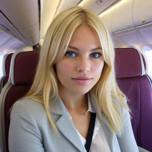  Blonde woman on a plane