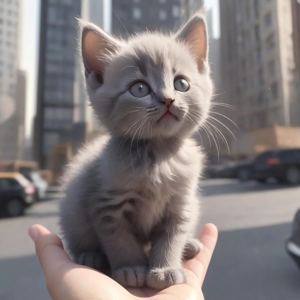  a little gray kitten named murka lived in a big and noisy city