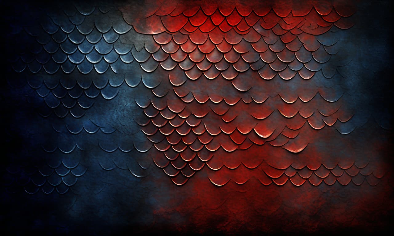  grunge background with fish scale texture. realistic photo. dark blue and red color combinations.