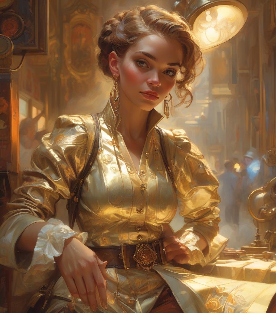  retrato de (mulher sks) de bom humor, , mulher atraente, design de personagens, dynamic lighting, tonalidade fria e brilhante, pintura de gaston bussiere, craig mullins, j.. c. leyendecker, tone of finland