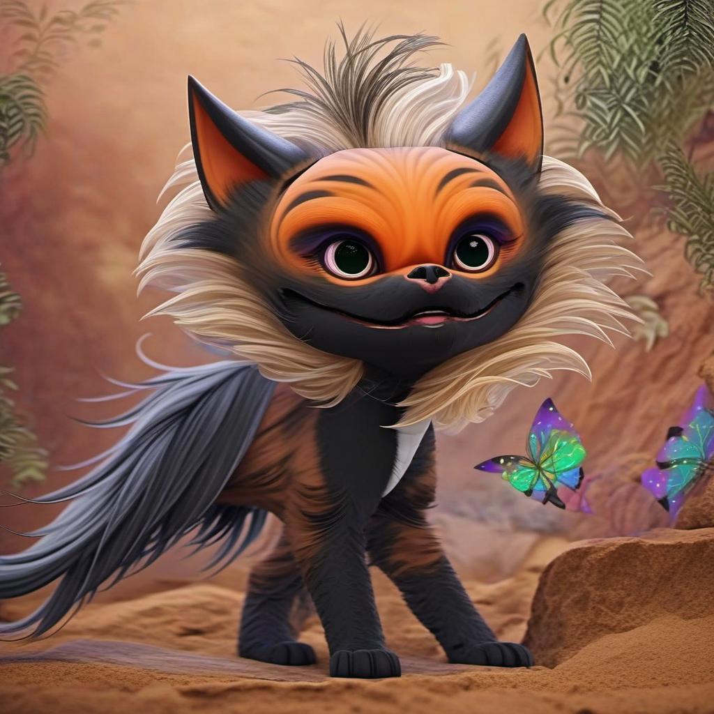  anthropomorphic furry fox like creature with at least 8 wings and tons of eyes and long black flowing hair and she is the universe , mystical style