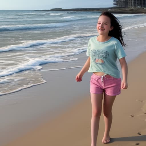   girl wearing shorts playing on beach