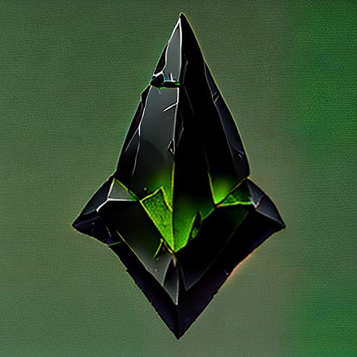  a black shard of stone, on a black and green background. for the dnd game.