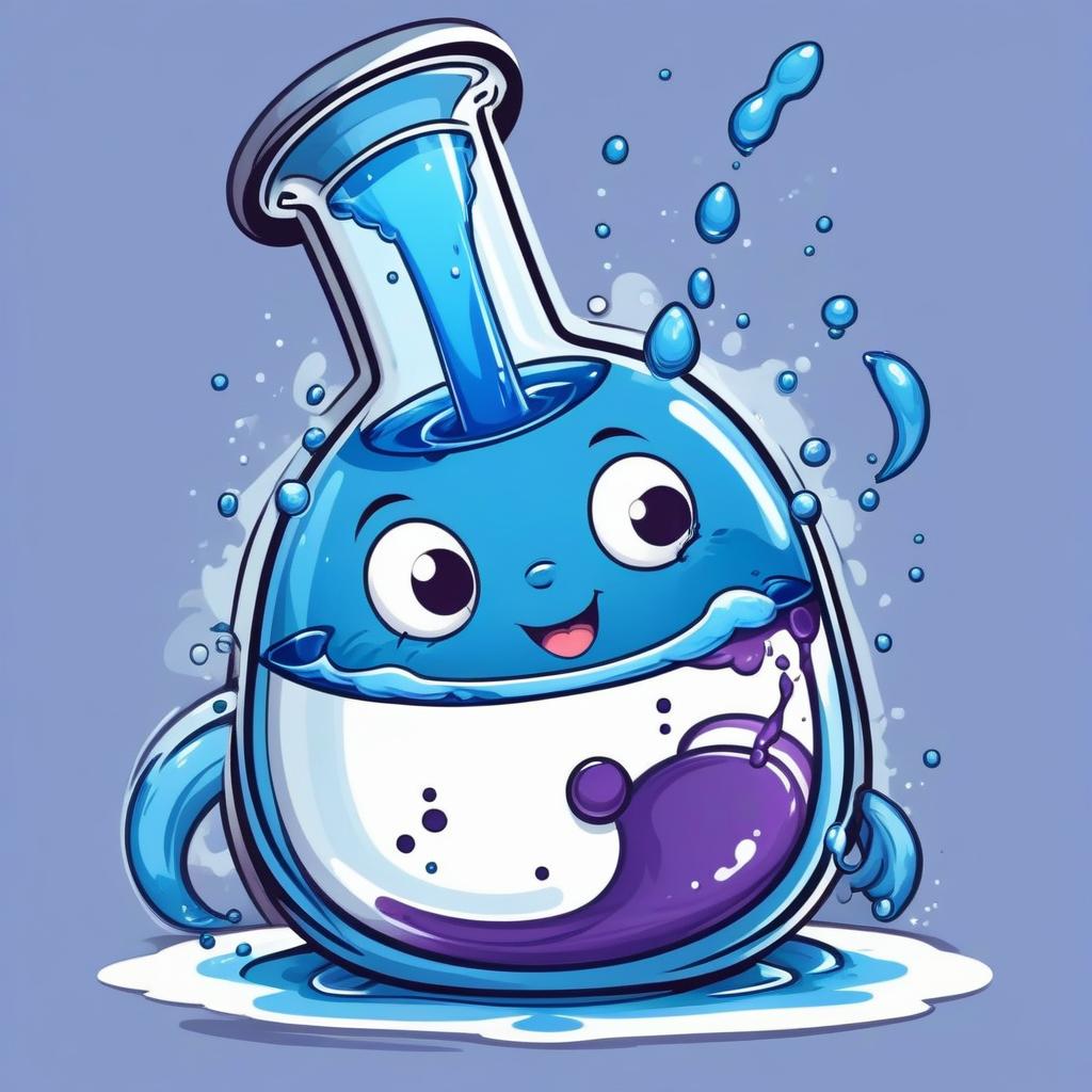  nice cartoon lab flask with blue liquid, t shirt design