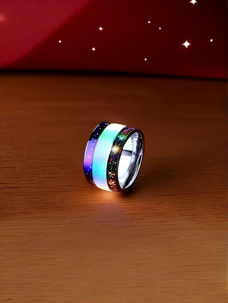  add glow to the middle of the ring and put the ring in space with planets and shooting stars in the background