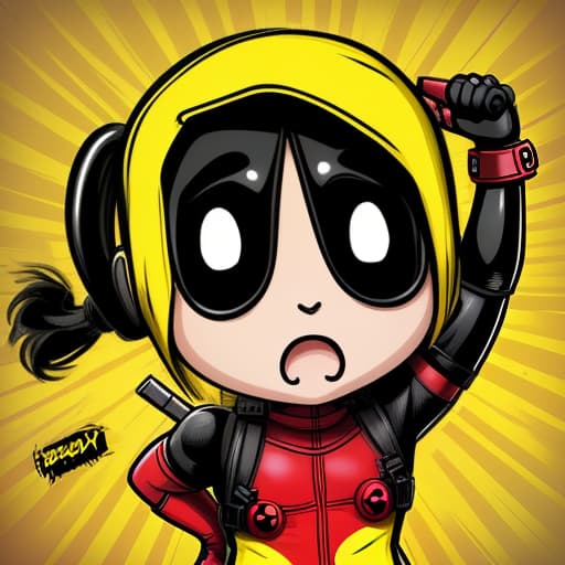  draw chibi deadpool in yellow and black