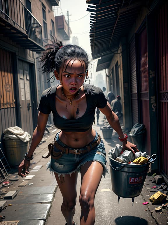 master piece, best quality, ultra detailed, highres, 4k.8k, A young , Being dragged away forcibly, Fear and distress, BREAK Slum life and trafficking., Dingy back alley, Trash cans, broken toys, old newspapers, discarded clothes, BREAK Dark and grimy, Dim lighting, shadows, sense of danger,