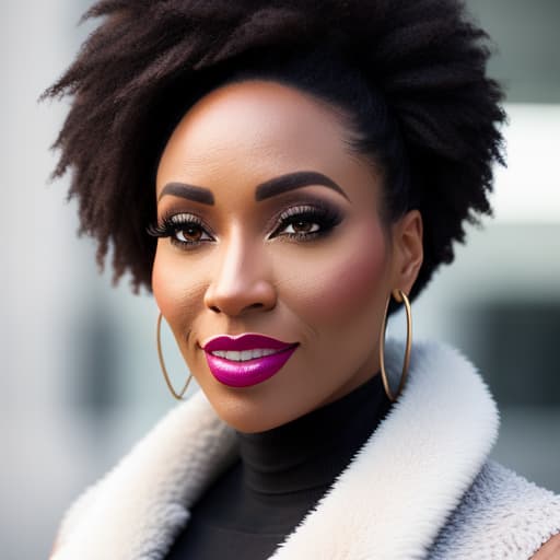  (headshot of a female black business owner), photorealistic, highly detailed, 4k, high quality hyperrealistic, full body, detailed clothing, highly detailed, cinematic lighting, stunningly beautiful, intricate, sharp focus, f/1. 8, 85mm, (centered image composition), (professionally color graded), ((bright soft diffused light)), volumetric fog, trending on instagram, trending on tumblr, HDR 4K, 8K