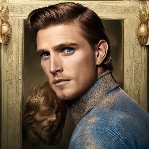 portrait+ style historical TV series actor queer blonde hunk dude face