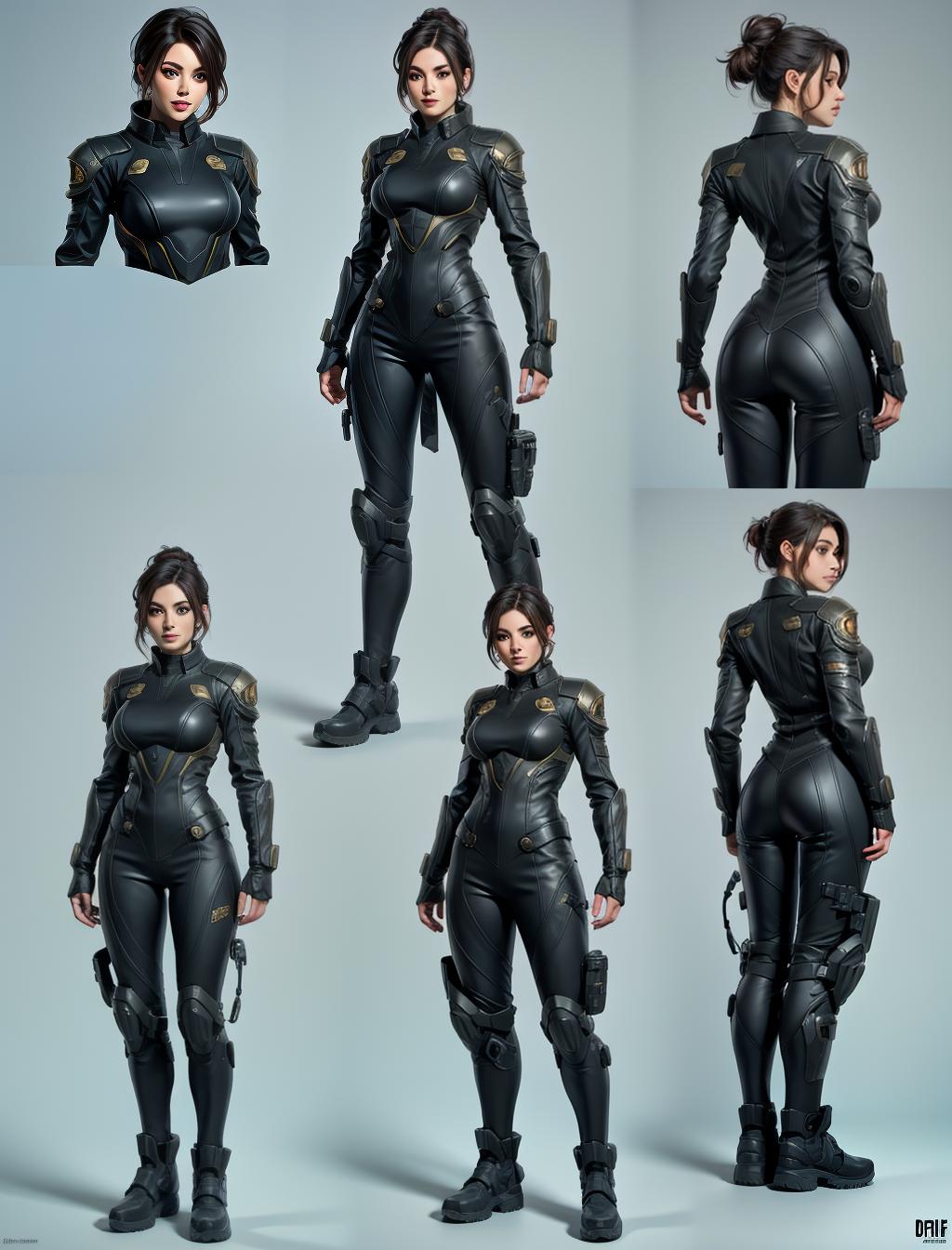  kat, sci fi style,detailed,starship, aesthetic, picture, more details: 1, more details:0, more details:0.5, more details:1, more details:1.5, (charactersheet:1) (multiple views full body upper body reference sheet:1)