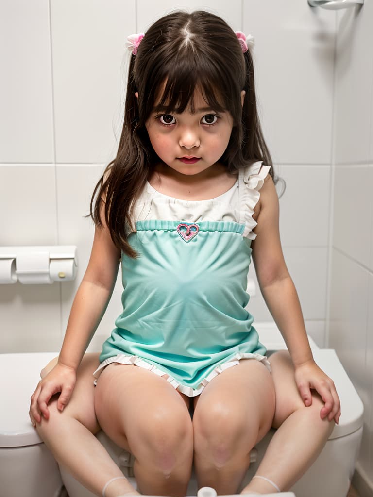  girls in poo, toilet, first grader, looking at my stomach, girl sitting in the toilet, pushing my stomach, masterpiece, best quality,8k,ultra detailed,high resolution,an extremely delicate and beautiful,hyper detail