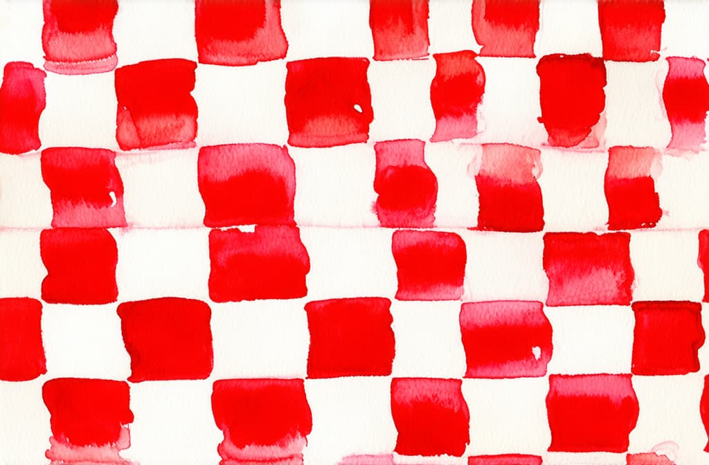  artwork top view of red and white striped candy canes arranged in a checkerboard pattern ar 3:2, watercolor techniques, featuring fluid colors, subtle gradients, transparency associated with watercolor art