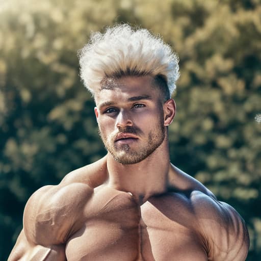 portrait+ style Russian queer pro bodybuilder blonde hunk dude face