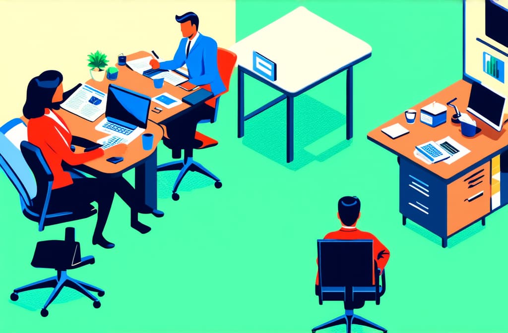  people working in office. business illustration representing busy life ar 3:2 {prompt}, maximum details