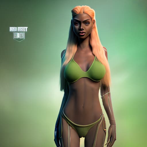 redshift style Charly Jordan as a green-skinned humanoid female from another galaxy, full body, erotic