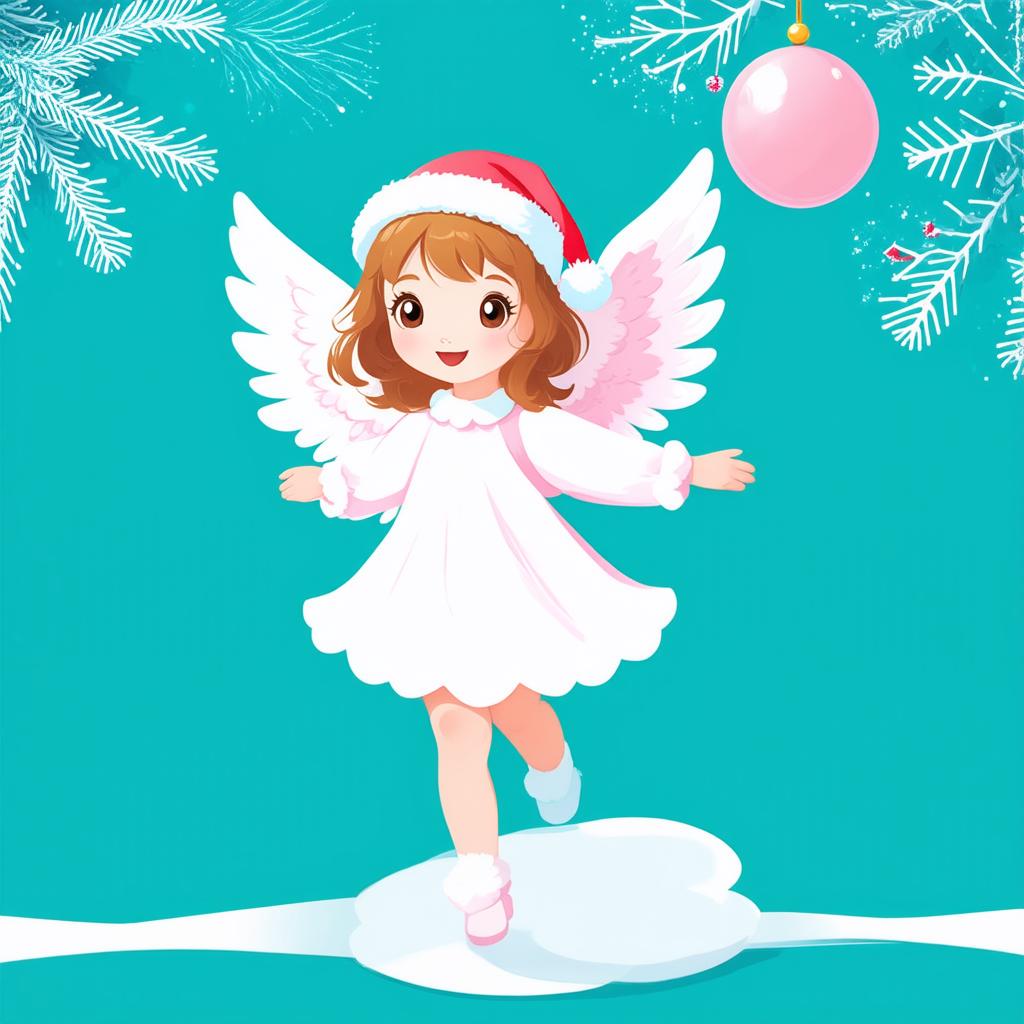  flat illustration, flaticon, (illustration:1.15), kawaii style cute christmas angel on solid white background, pastel shades , [cory loftis, strobist, pascal campion :: 0.2]