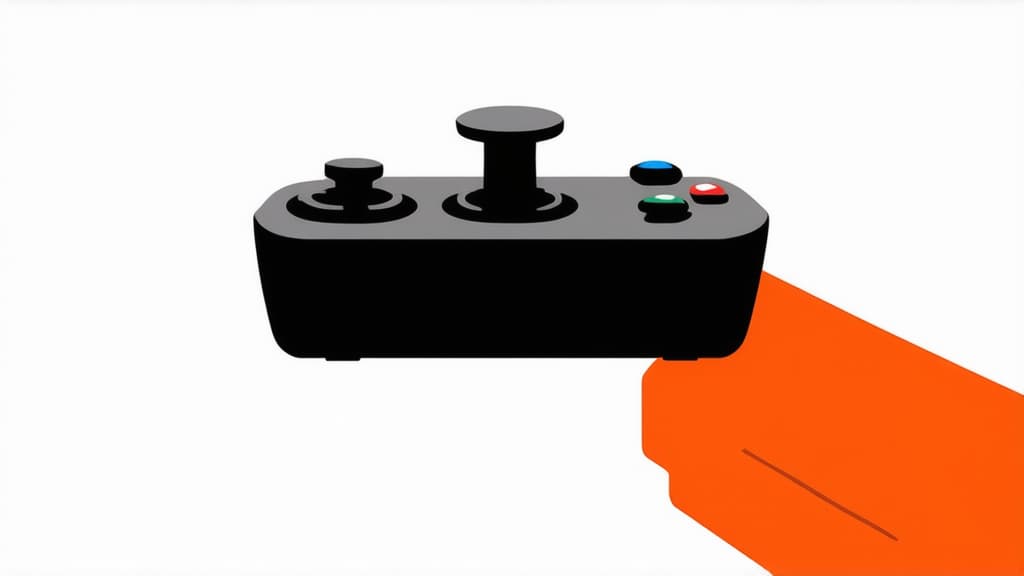  flat illustration, flaticon, (illustration:1.15), game joystick on white background ar 16:9, [cory loftis, strobist, pascal campion :: 0.2]