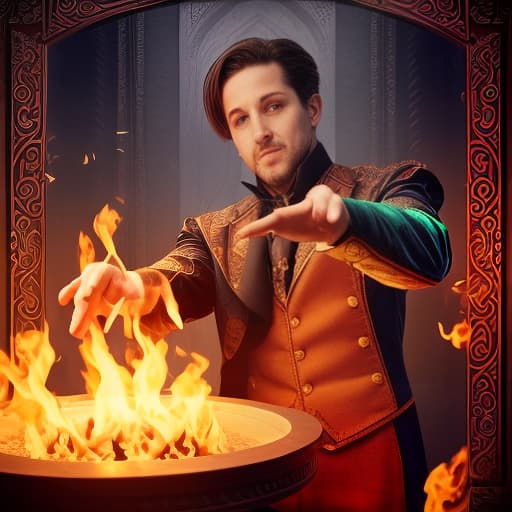  the magician uses his magic by flicking a fire flip