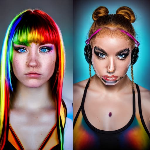 portrait+ style wrestler LGBT queer blonde female face