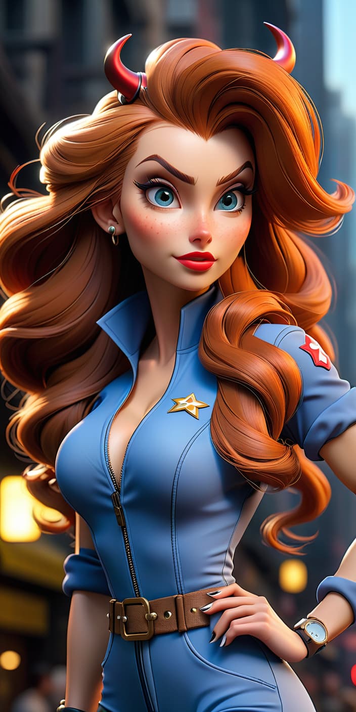  gadget hackwrench , tall, beautiful , tight jumpsuit with holes, cartoon,  hyperrealistic, full body, detailed clothing, highly detailed, cinematic lighting, stunningly beautiful, intricate, sharp focus, f/1. 8, 85mm, (centered image composition), (professionally color graded), ((bright soft diffused light)), volumetric fog, trending on instagram, trending on tumblr, HDR 4K, 8K