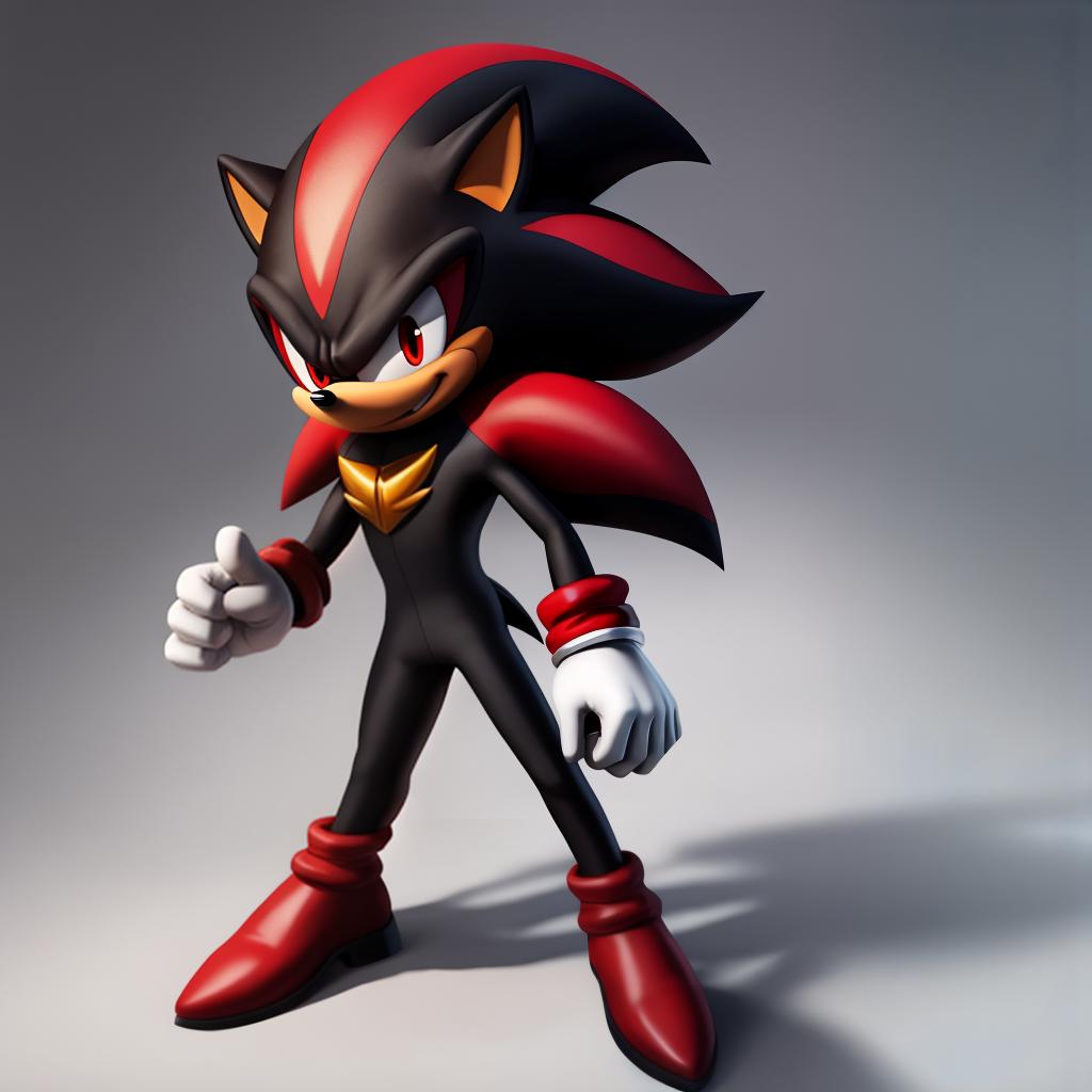  Evil Shadow the hedgehog (sega) (full body) wearing shadow the hedgehog white gloves, open eyes, digital art, masterpiece, 4k, fine details,