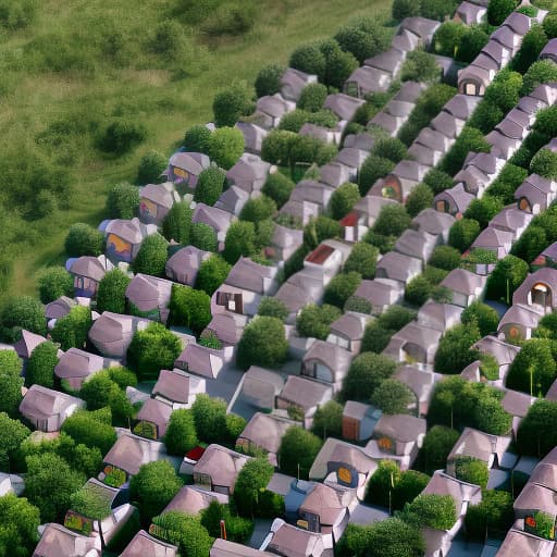 dvarchmodern cottage village of 15 houses modern view from above