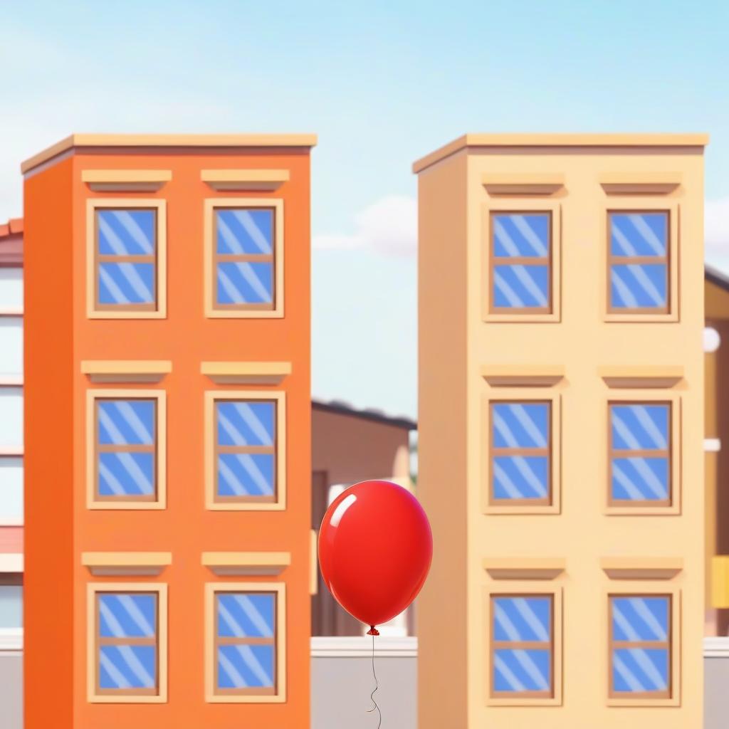  anime artwork balloon flies through two houses, realistic image . anime style, key visual, vibrant, studio anime, highly detailed