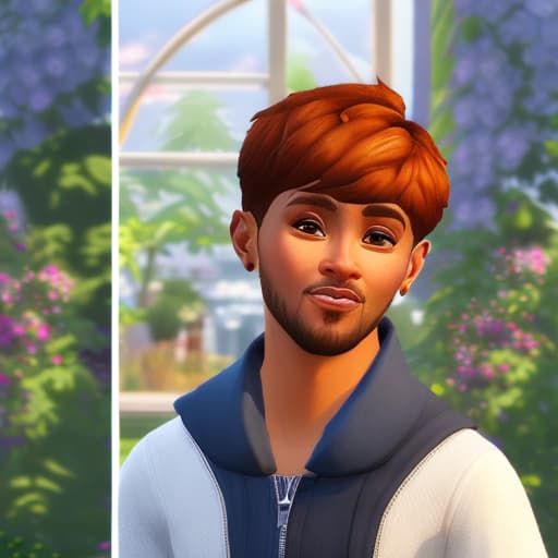 portrait+ style Sims 4 queer brunette hunk dude face