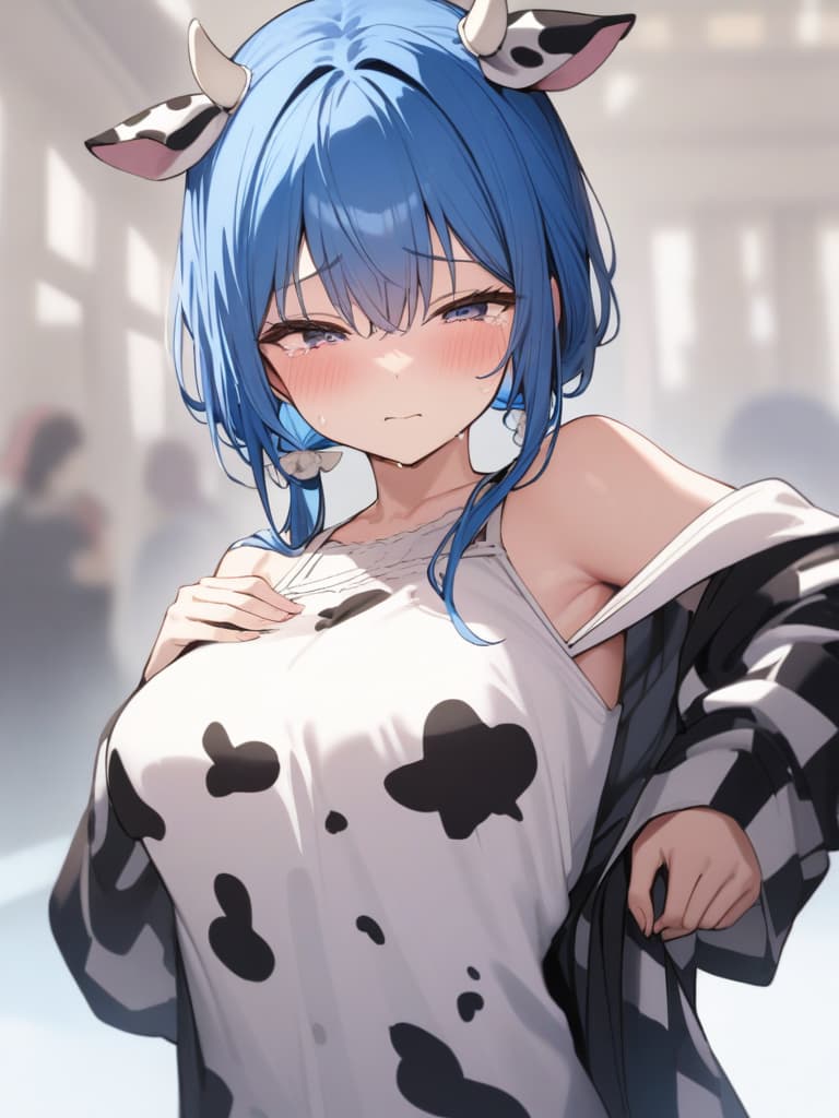  twin tails, blue hair, , ,, crying face, she will take off her clothes,, she will be taken off,, she will be taken off, she is a woman wearing a cow, gles , small s, herola, masterpiece, best quality,8k,ultra detailed,high resolution,an extremely delicate and beautiful,hyper detail