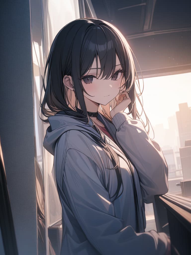  black hair, long hair, girl, gentle, black eyes, hoodie, masterpiece, best quality,8k,ultra detailed,high resolution,an extremely delicate and beautiful,hyper detail