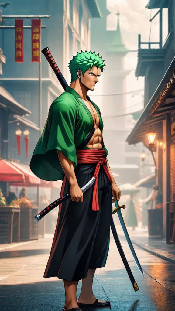  anime art of zoro from one piece using his ashura technique, facing a powerful yonko with uncertainty. hyperrealistic, full body, detailed clothing, highly detailed, cinematic lighting, stunningly beautiful, intricate, sharp focus, f/1. 8, 85mm, (centered image composition), (professionally color graded), ((bright soft diffused light)), volumetric fog, trending on instagram, trending on tumblr, HDR 4K, 8K