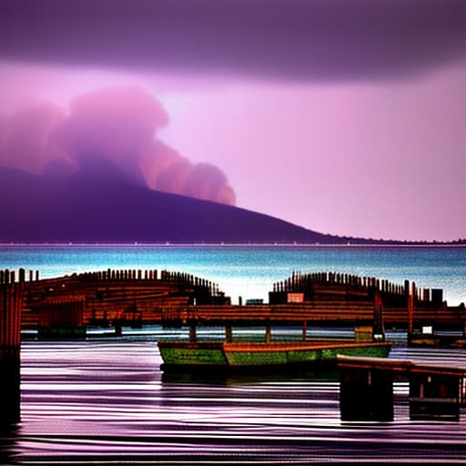 dvarchmodern heavy, salt soaked air hung over the port like a dense veil, mixing with smoke from fires and the smell of fish. the dark blue waters of the bay reflected the purple glow of the rising sun, giving them a gloomy hue. against a backdrop of jagged mountains topped by purple twilight, the port's colorful houses towered like toys scattered in a mess. wooden docks, overgrown with shells and algae, creaked under the pressure of waves, and between them snorted boats with colorful sails, like a flock of different sized fish. in this hectic, motley entourage, like a wounded beast, a wooden frigate slowly entered the harbor. his skin plowed deep wounds, and the broken sails, like bloody wings, hanging without will. on the deck, in the light of the las